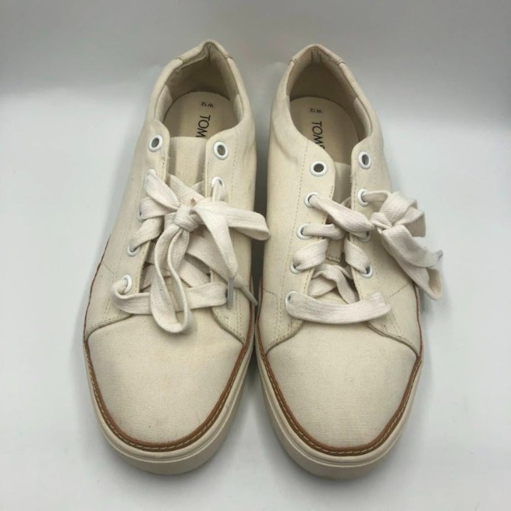 Tom's Women's Off White Canvas Sneakers Lace Up Size US 12 Everyday Casual - Picture 8 of 13